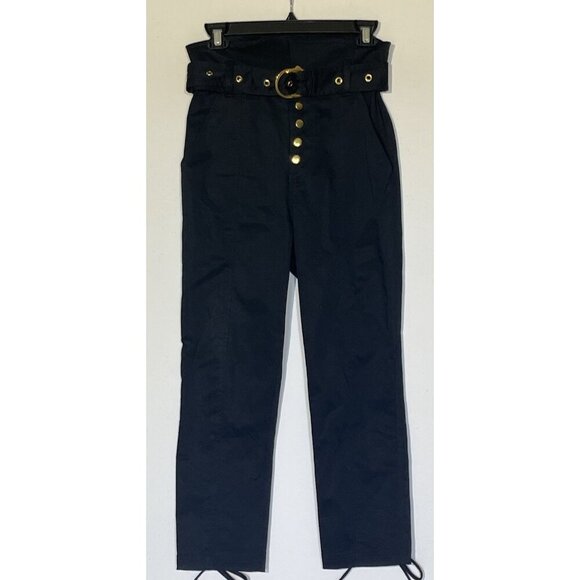 New Marissa Webb Black  Gia Twill High Rise Belted Pants - Picture 5 of 12